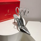 Cleo Snake-Design Slingback Heels