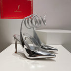 Cleo Snake-Design Slingback Heels