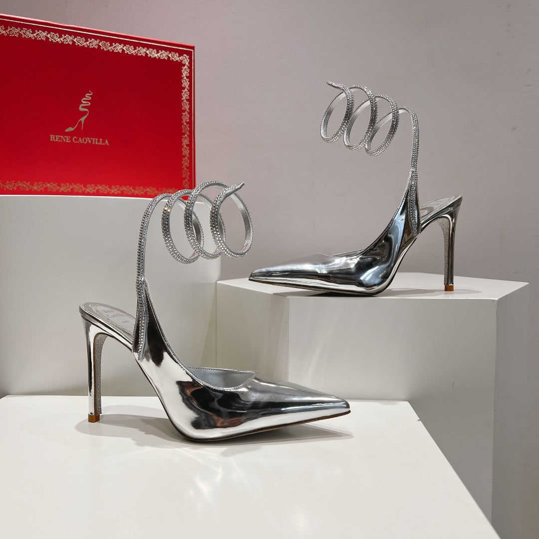 Cleo Snake-Design Slingback Heels