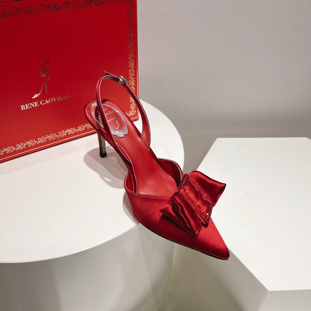 Silk Bow Crystal Heels