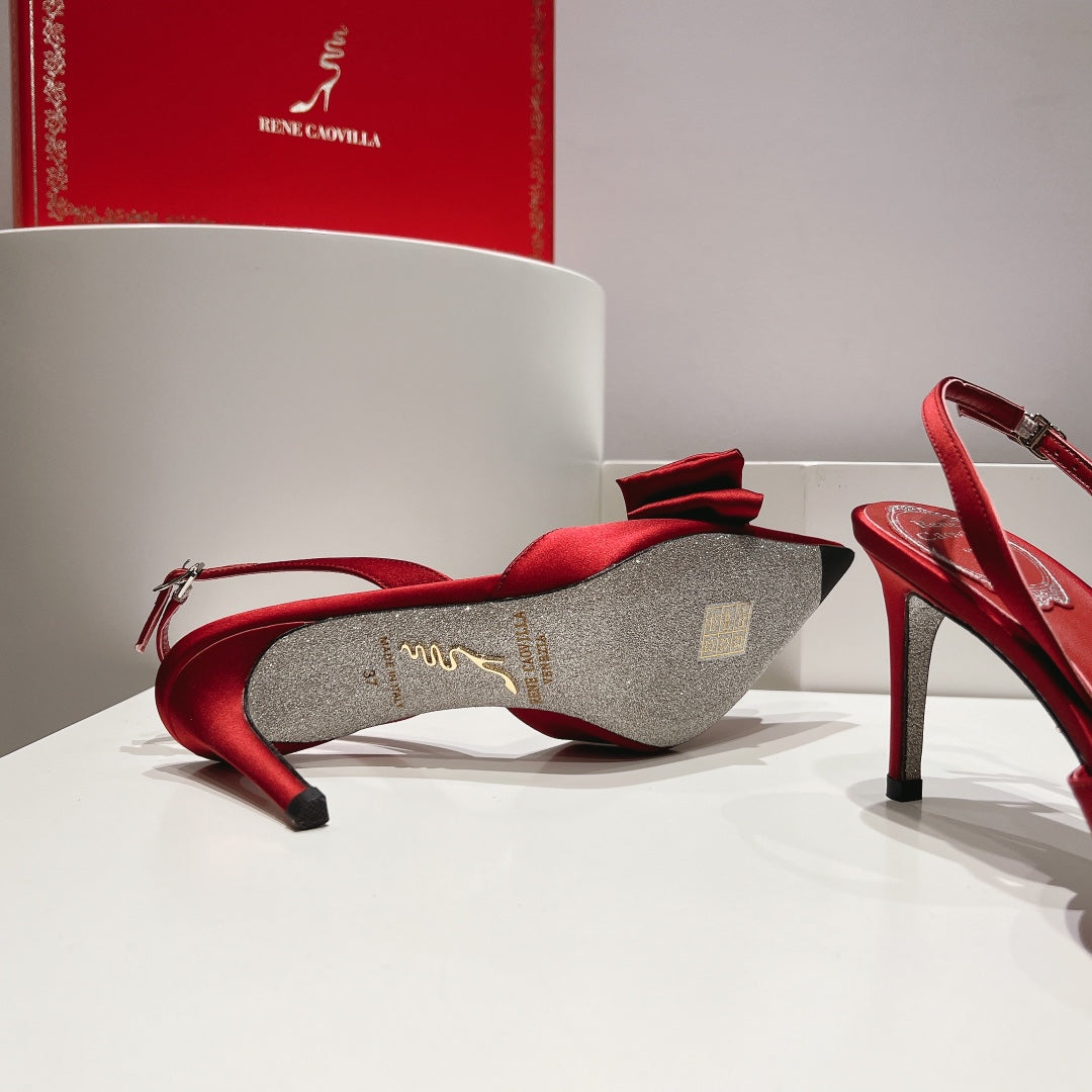 Silk Bow Crystal Heels