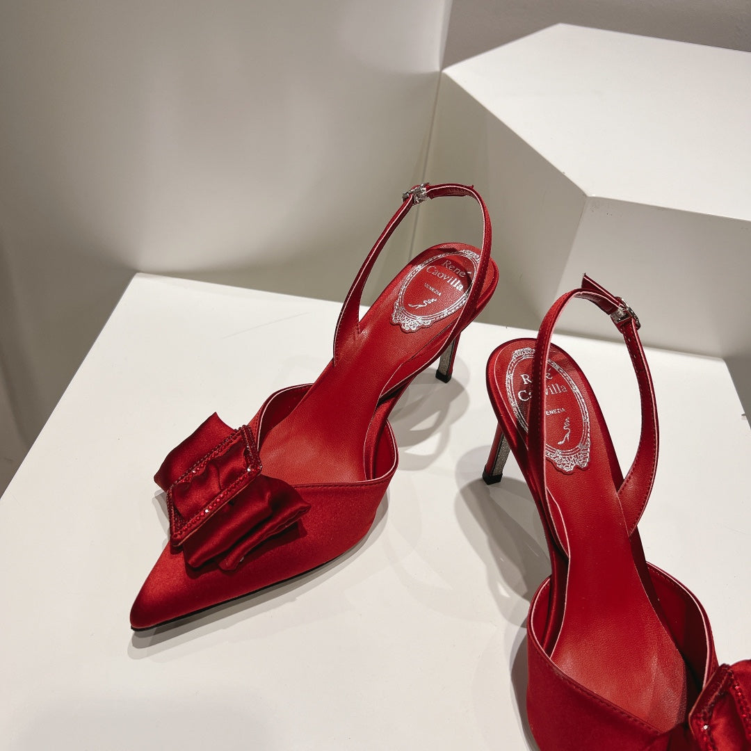 Silk Bow Crystal Heels