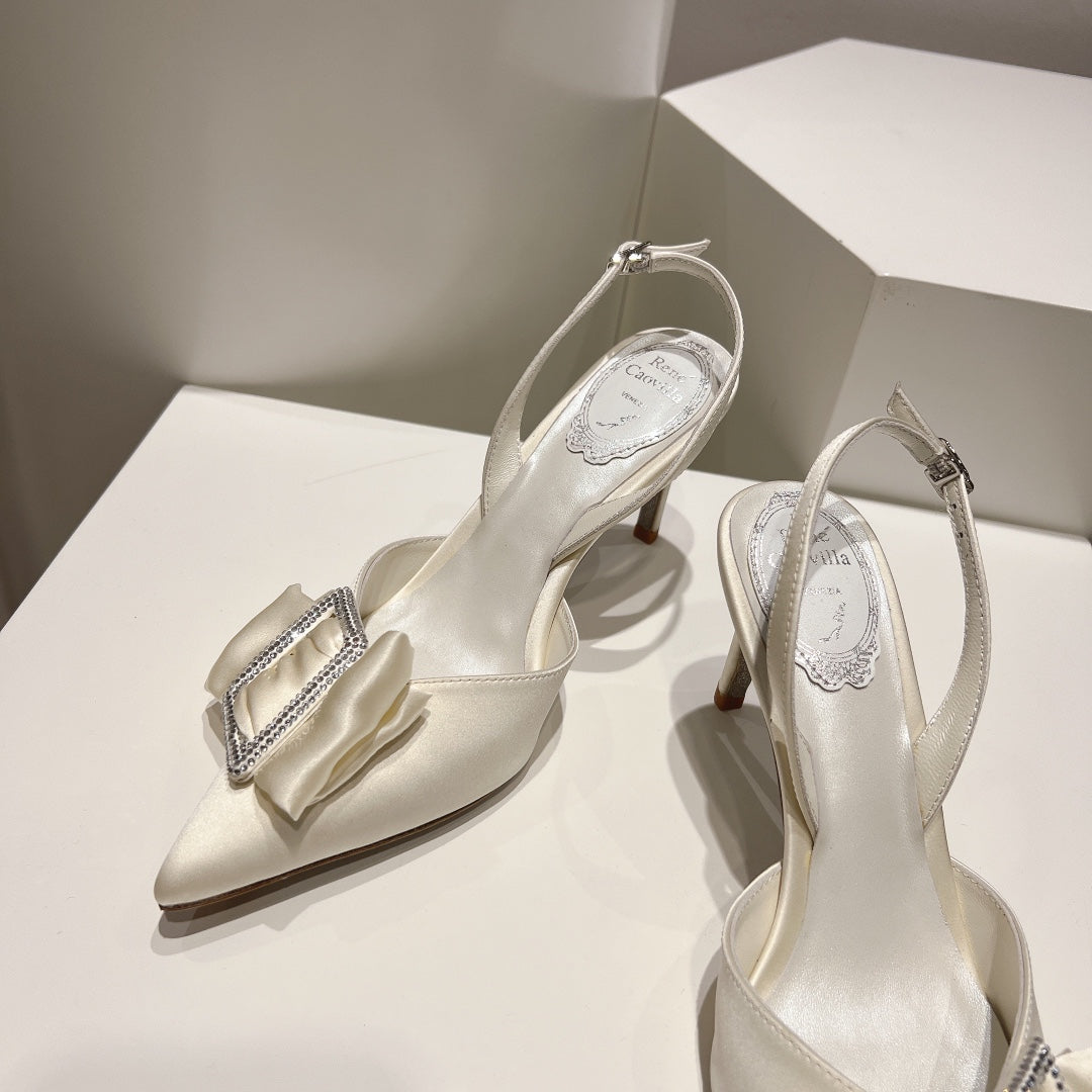 Silk Bow Crystal Heels