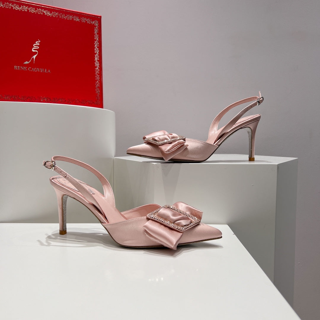 Silk Bow Crystal Heels