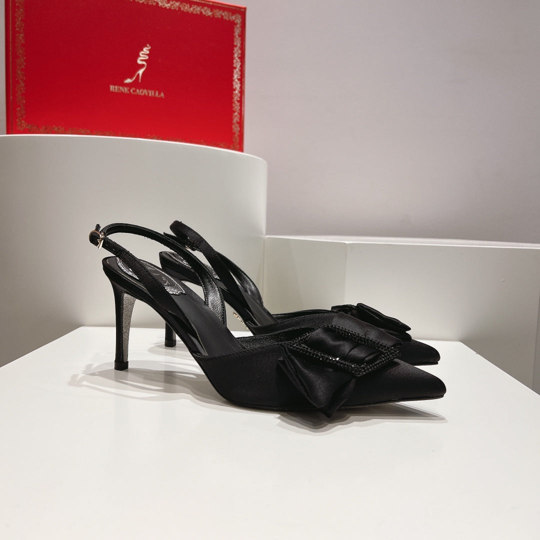 Silk Bow Crystal Heels