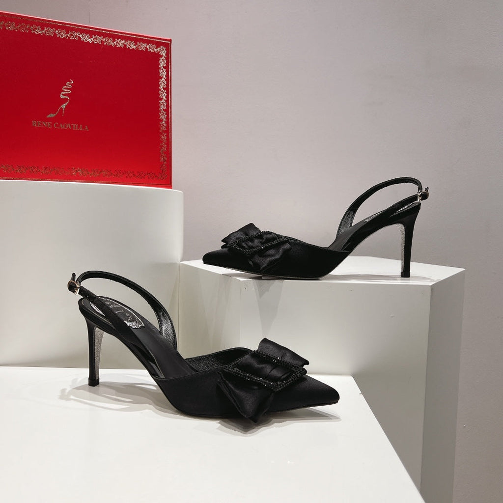 Silk Bow Crystal Heels