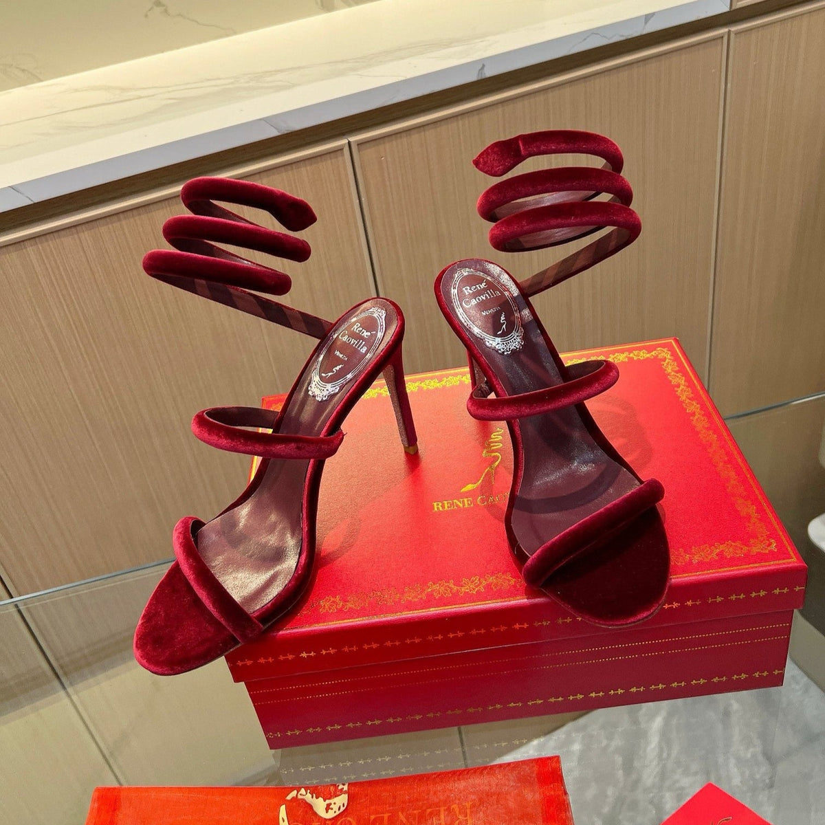 Velvet Snake Crystal Sandals
