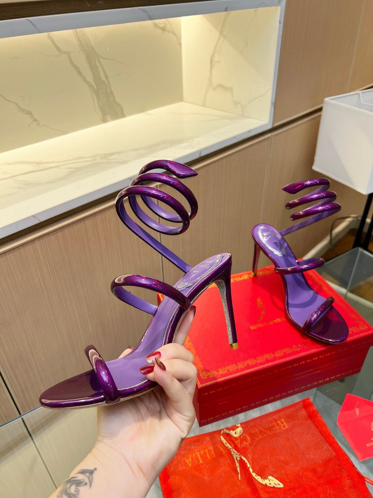 Velvet Snake Crystal Sandals