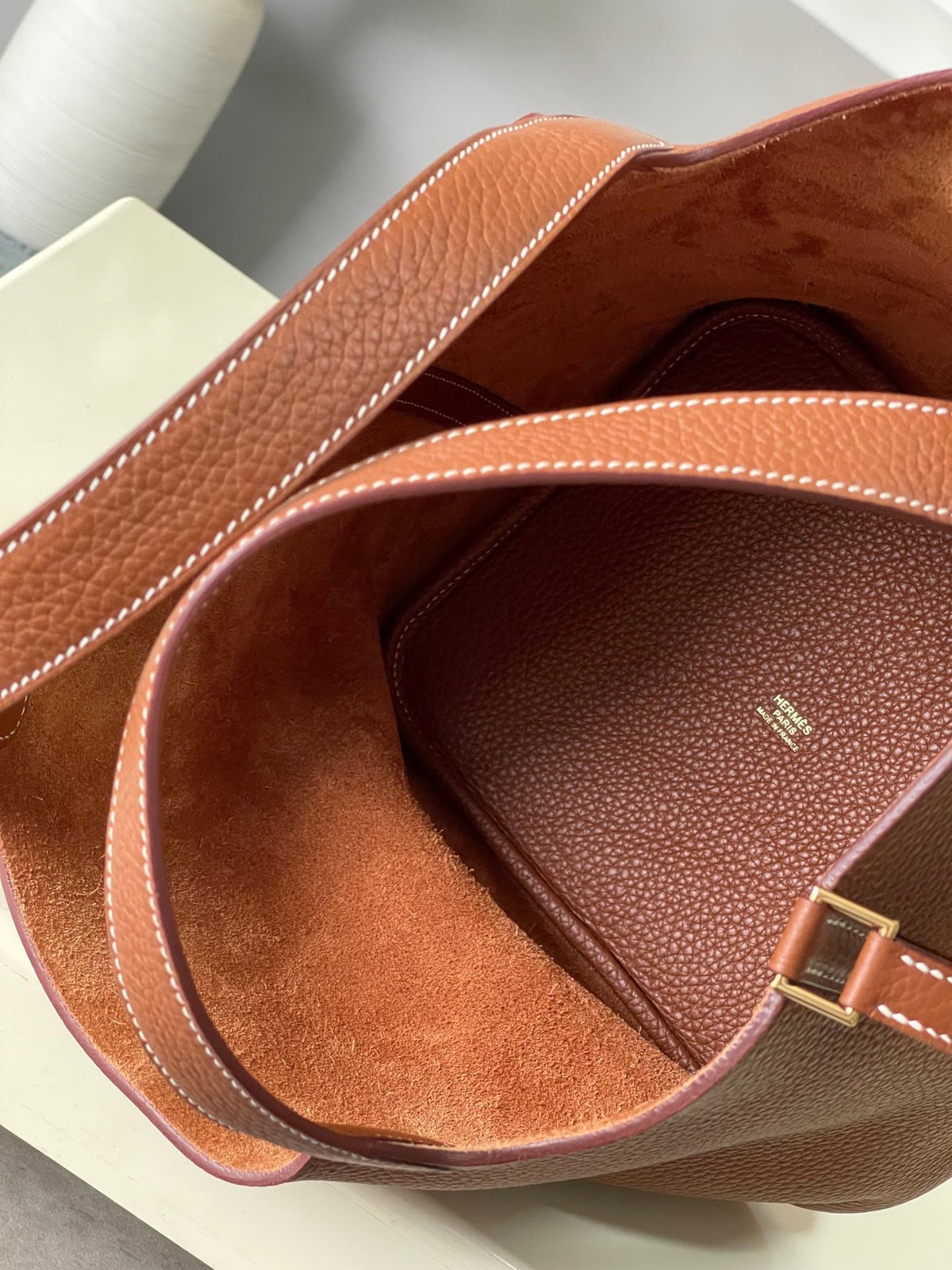 22cm Leather Bucket Bag