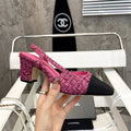 Retro Round-Toe Velvet Sandals