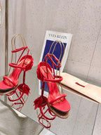 Floral High Heel Sandals