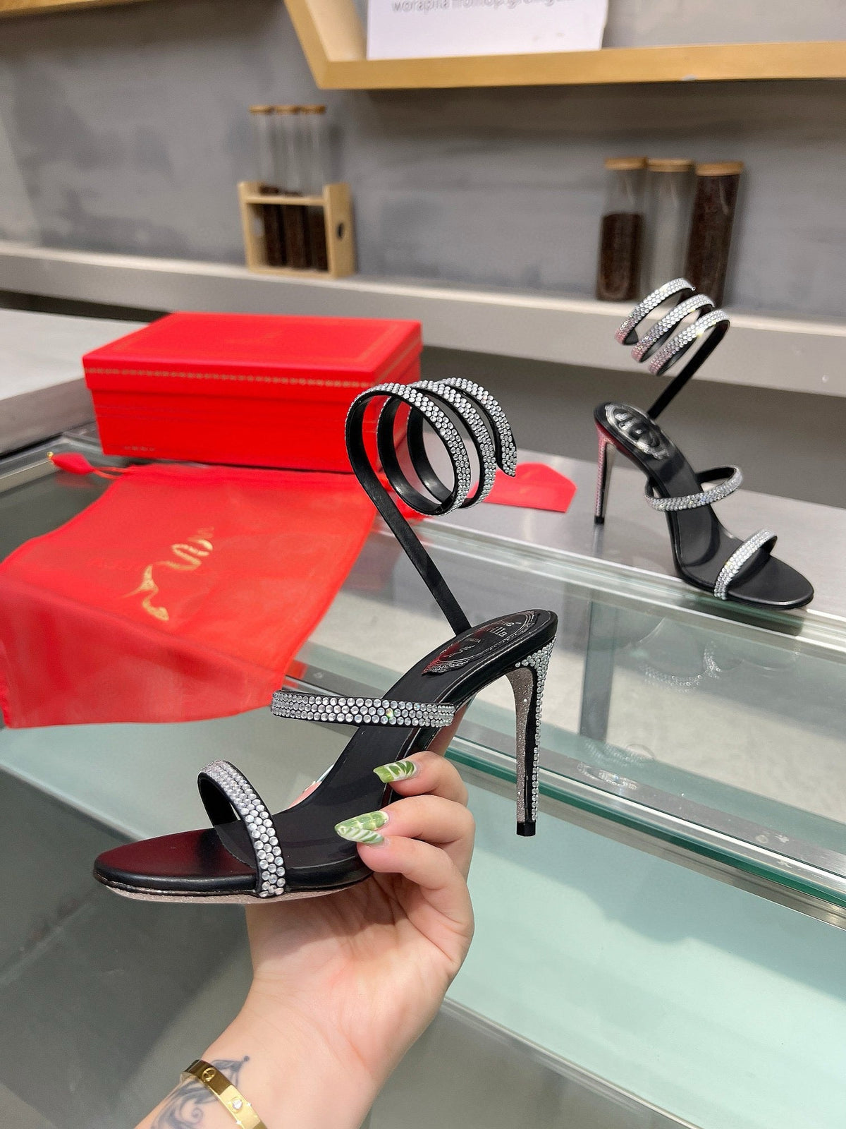 Silk Snake Crystal Sandals