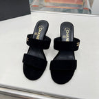 Retro Round-Toe Velvet Sandals