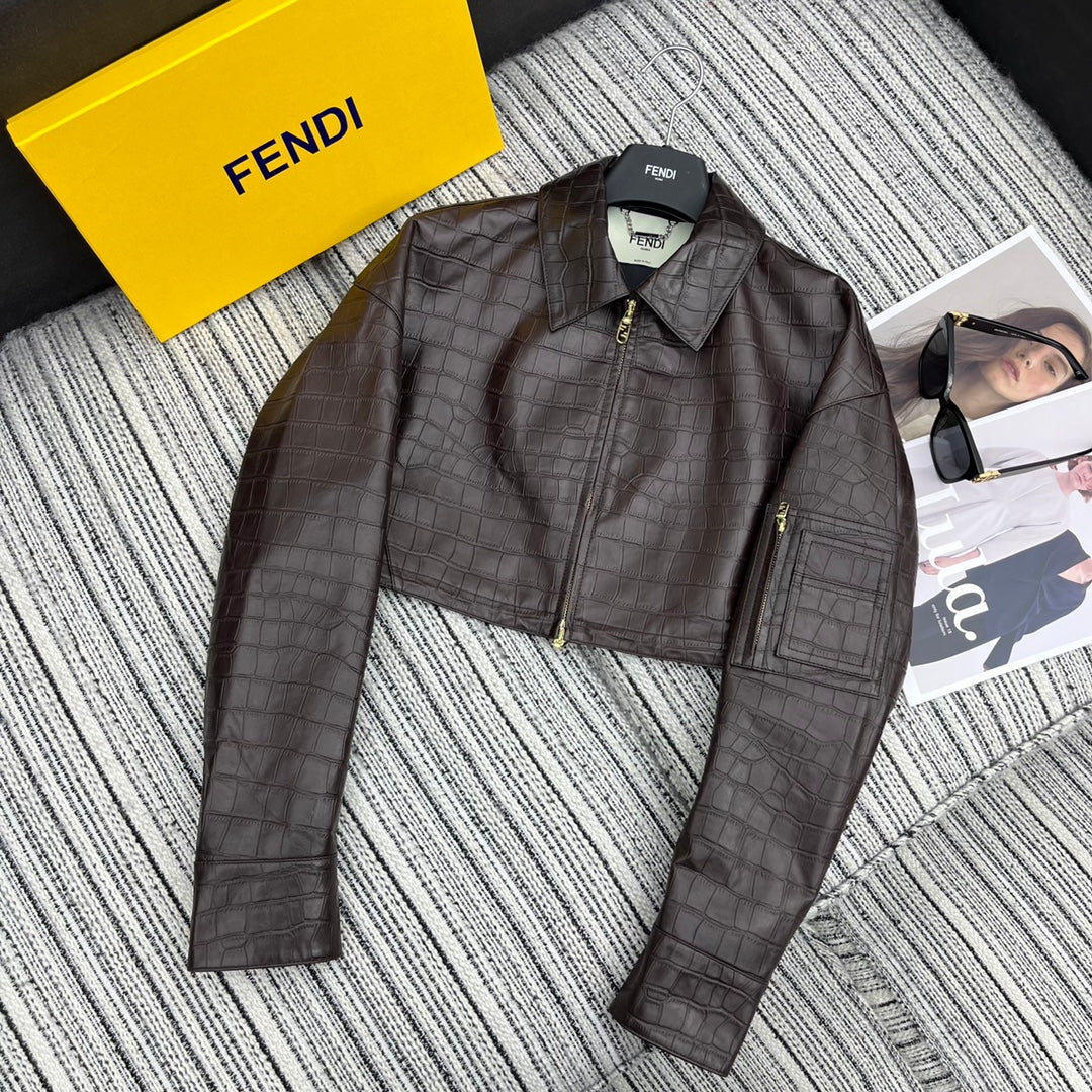 Crocodile Pattern Lambskin Jacket