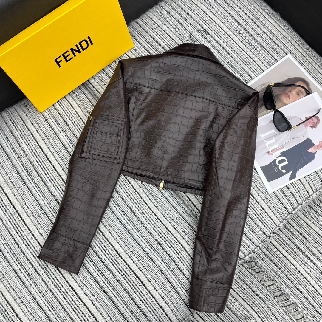 Crocodile Pattern Lambskin Jacket