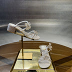 Lace Flower Crystal Sandals