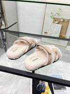 Fuzzy Wool Slide Slippers