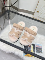 Fuzzy Wool Slide Slippers