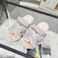 Fuzzy Wool Slide Slippers