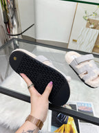 Fuzzy Wool Slide Slippers