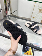 Fuzzy Wool Slide Slippers