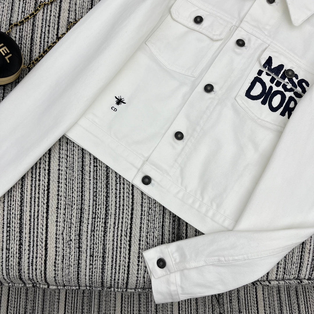 Denim Jacket with Embroidered Logo