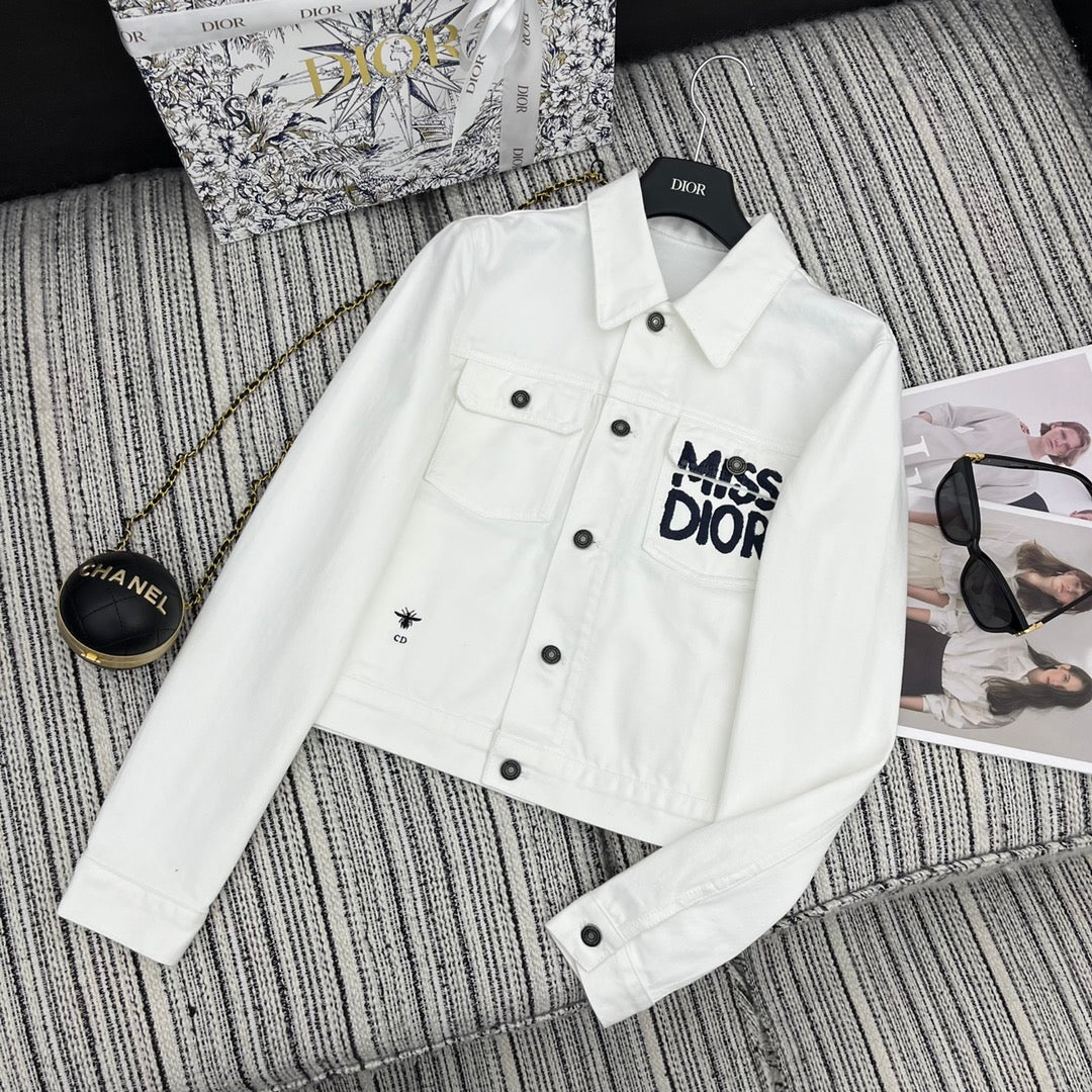 Denim Jacket with Embroidered Logo