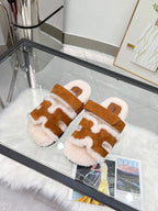 Fuzzy Wool Slide Slippers