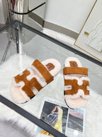 Fuzzy Wool Slide Slippers