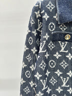 Knit Cardigan with Lapel and Monogram Buttons