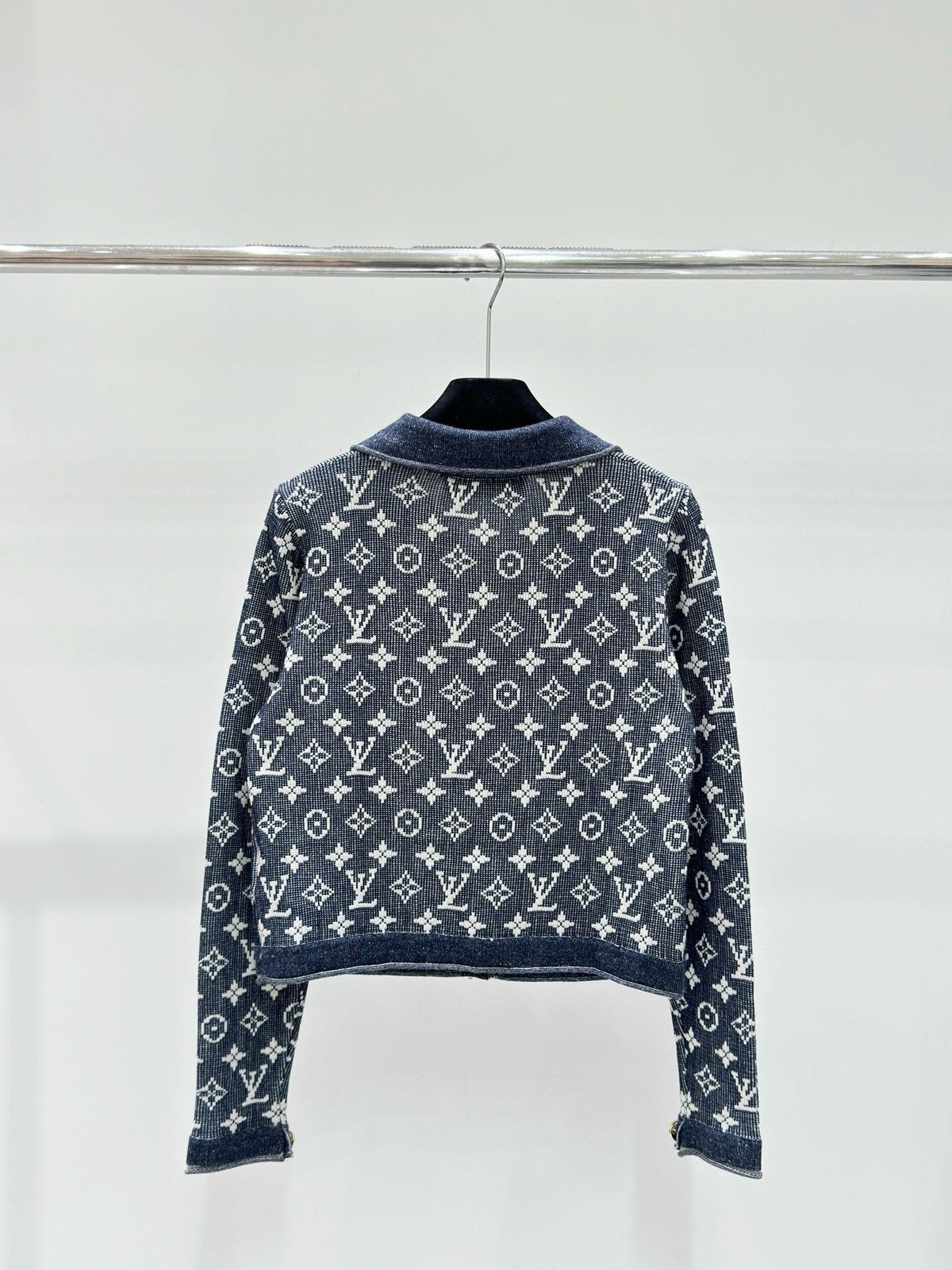 Knit Cardigan with Lapel and Monogram Buttons