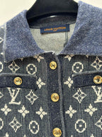 Knit Cardigan with Lapel and Monogram Buttons