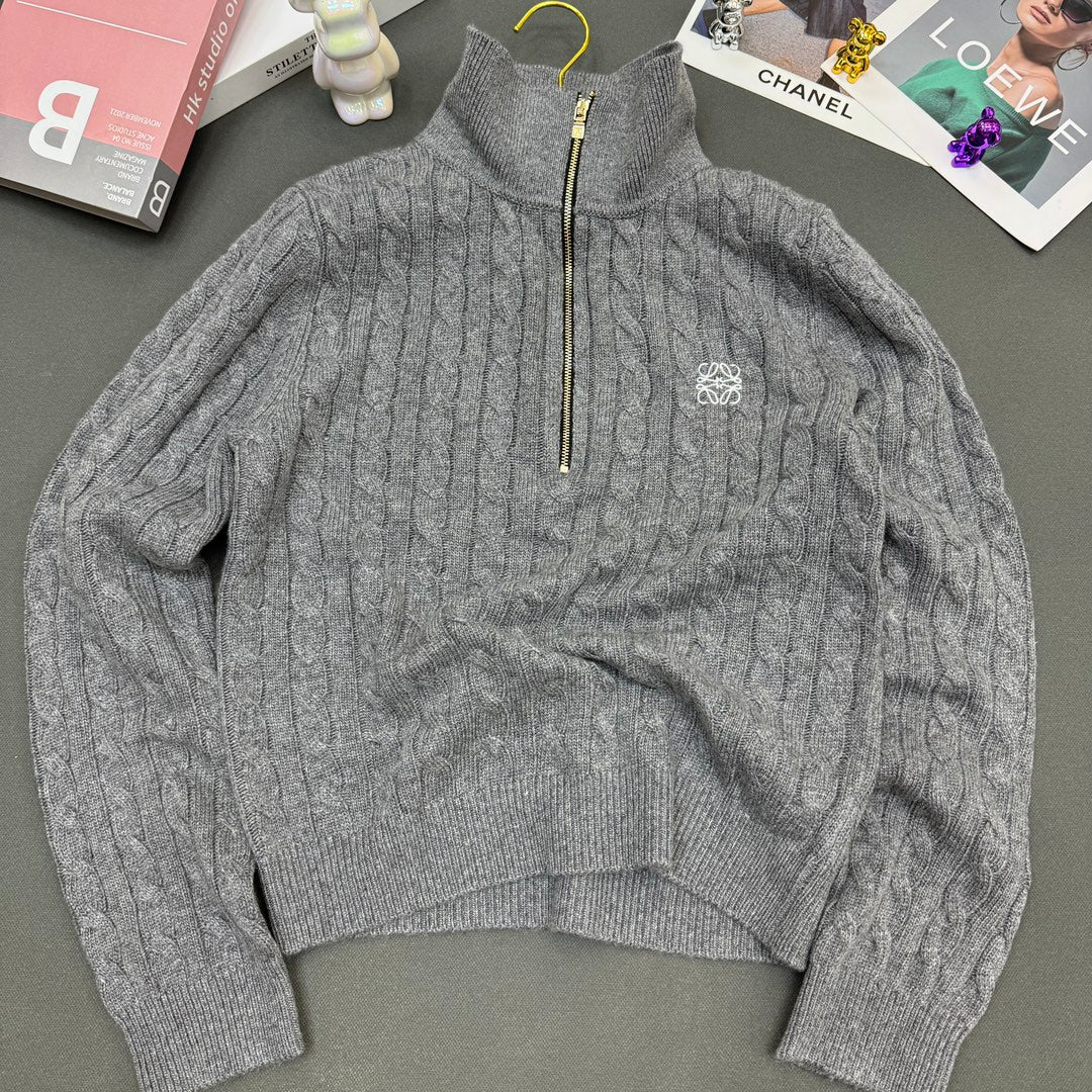 Cable-Knit Wool Cashmere Sweater