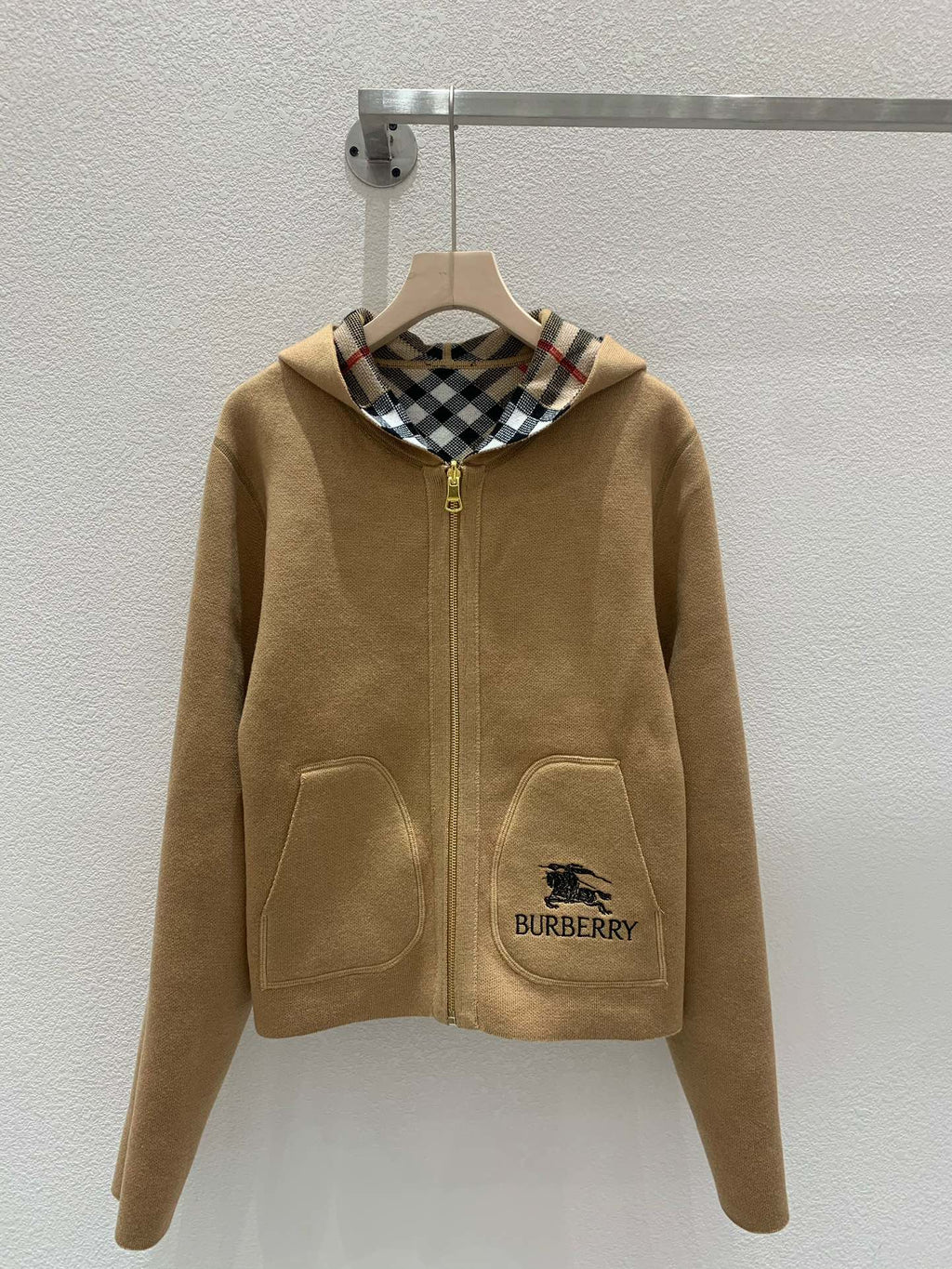 Reversible Knit Cardigan with Hood