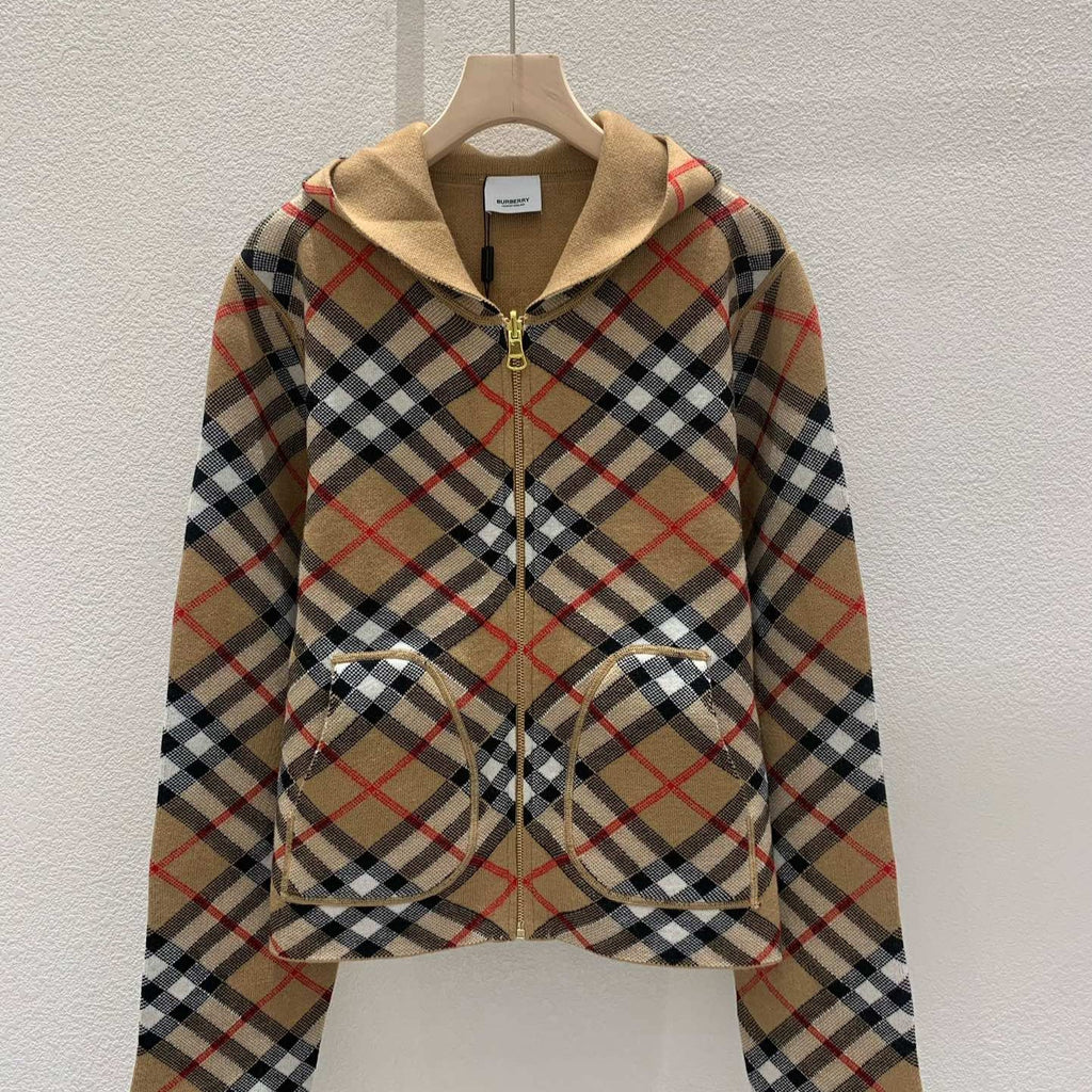 Reversible Knit Cardigan with Hood