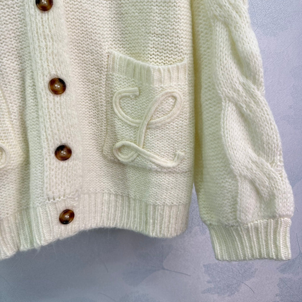 LW Hand-Knit V-Neck Cardigan