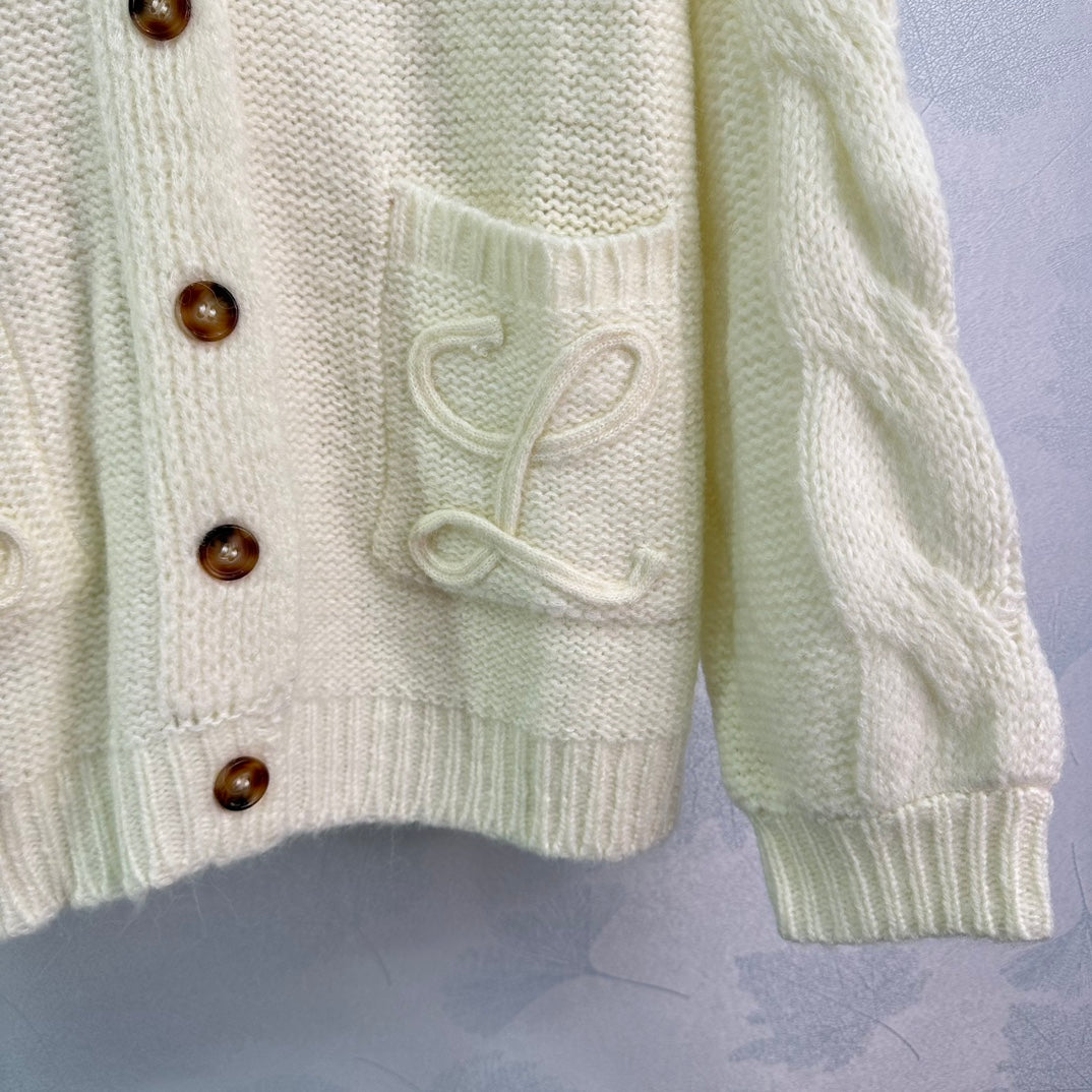 LW Hand-Knit V-Neck Cardigan
