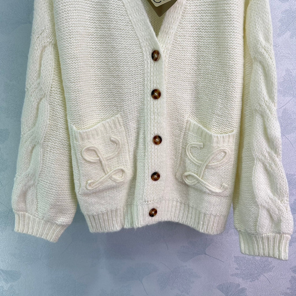LW Hand-Knit V-Neck Cardigan