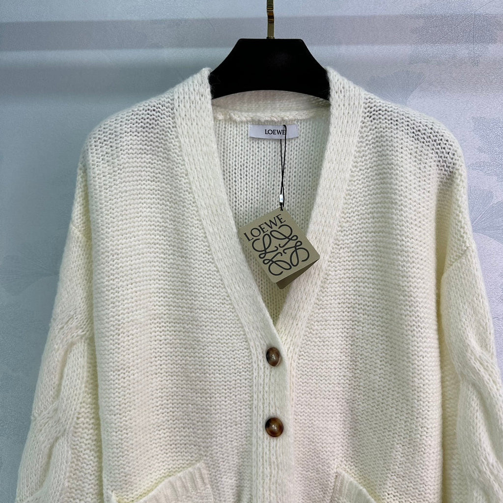 LW Hand-Knit V-Neck Cardigan
