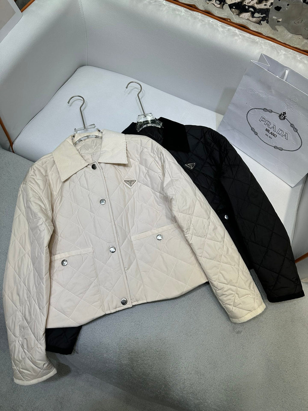 Cotton Jacket with Velvet Collar