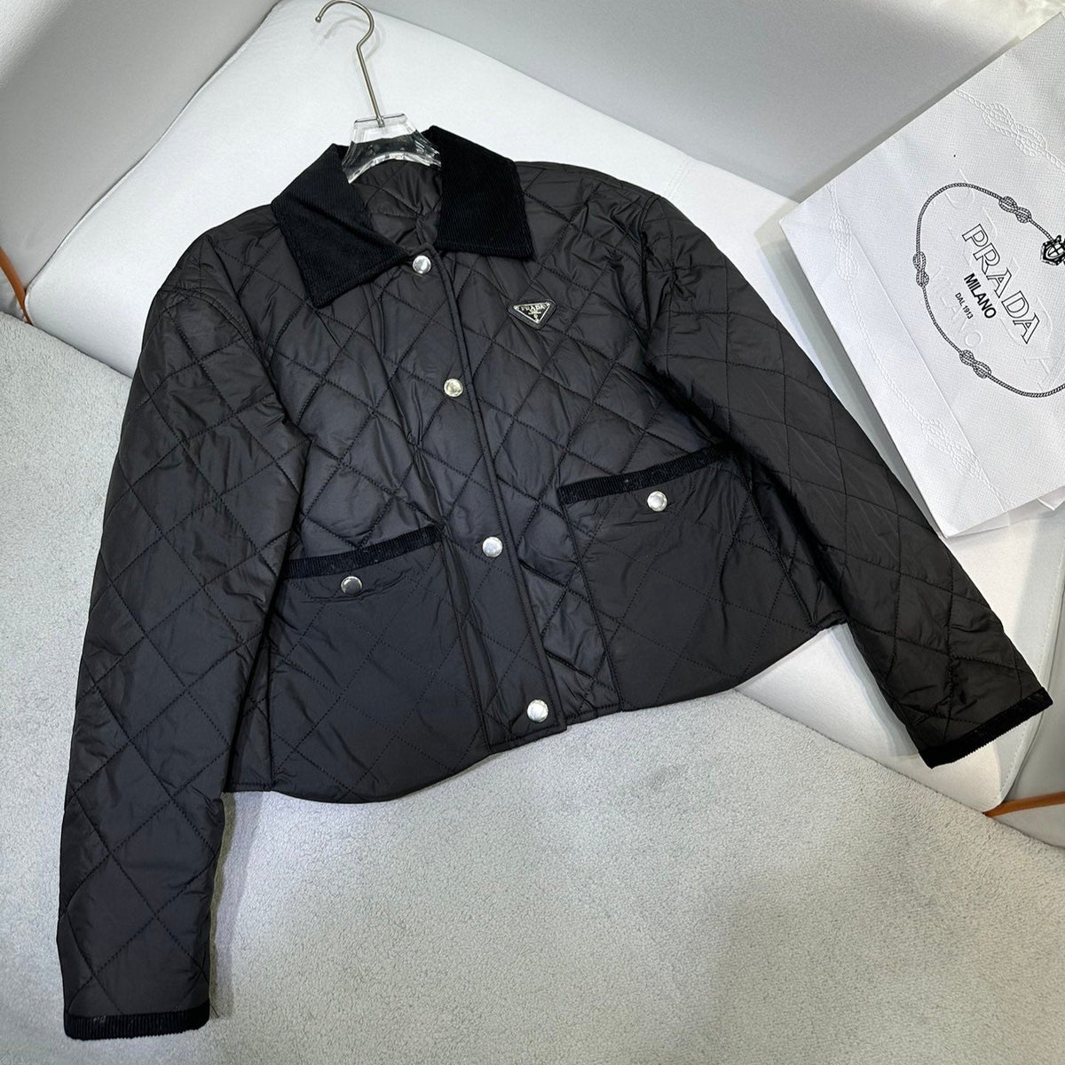 Cotton Jacket with Velvet Collar