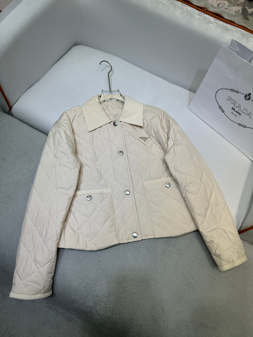 Cotton Jacket with Velvet Collar