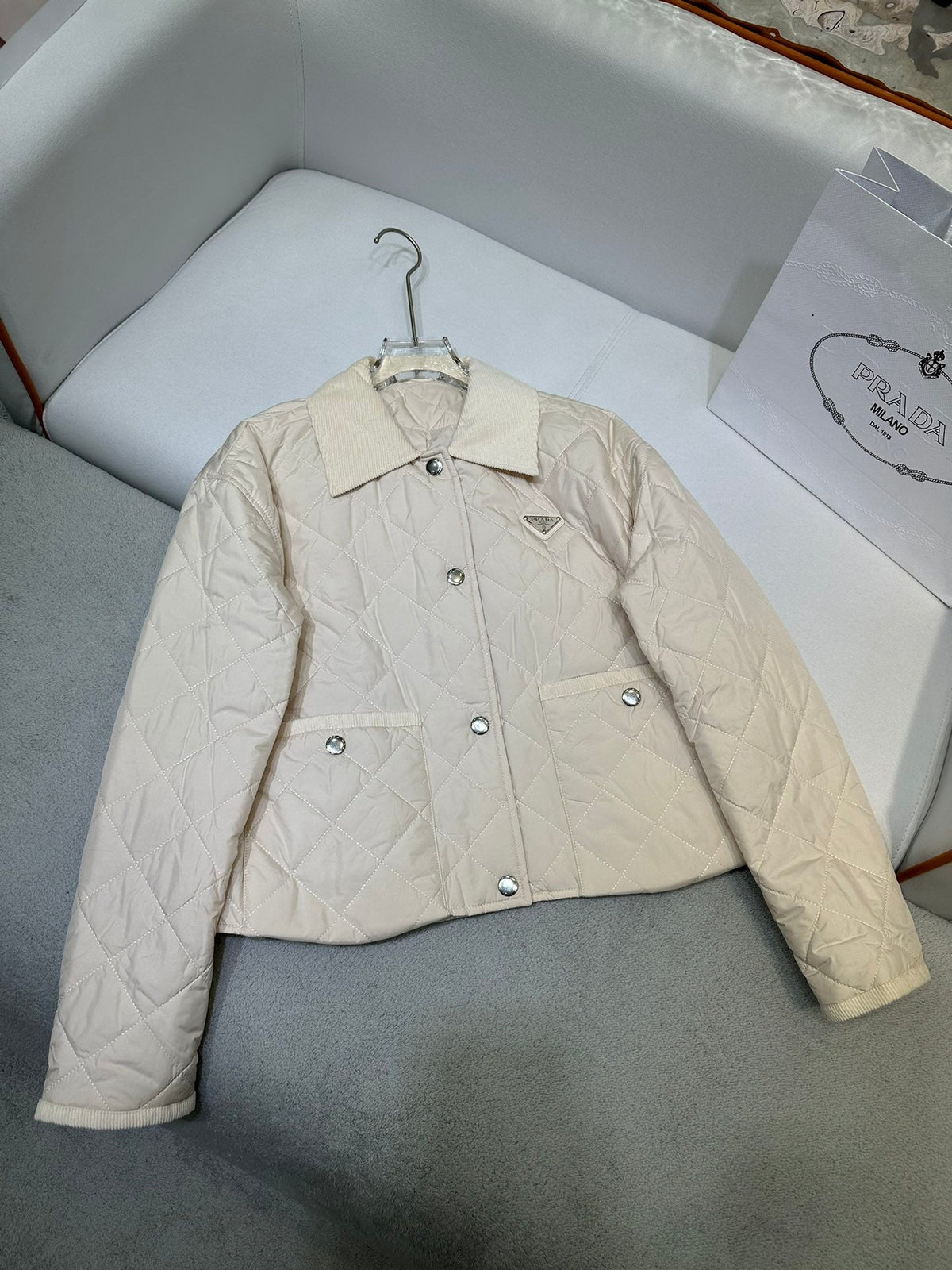 Cotton Jacket with Velvet Collar