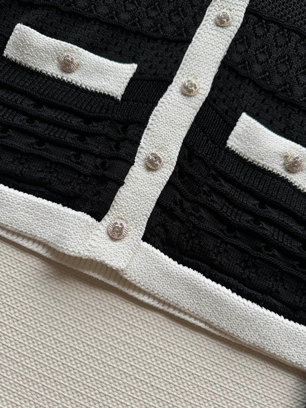 Contrast Knit Cardigan