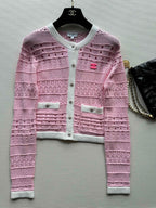 Contrast Knit Cardigan