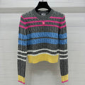 Color Stripe Cable-Knit Sweater