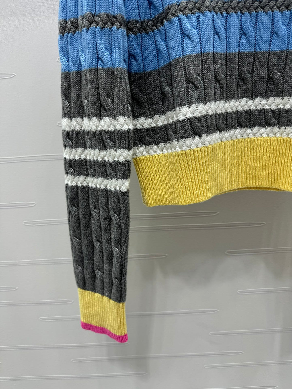 Color Stripe Cable-Knit Sweater