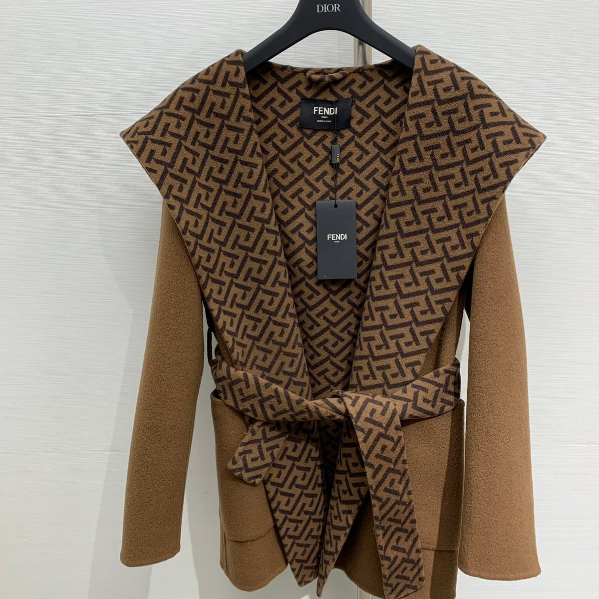 Wool Coat with Monogram Print