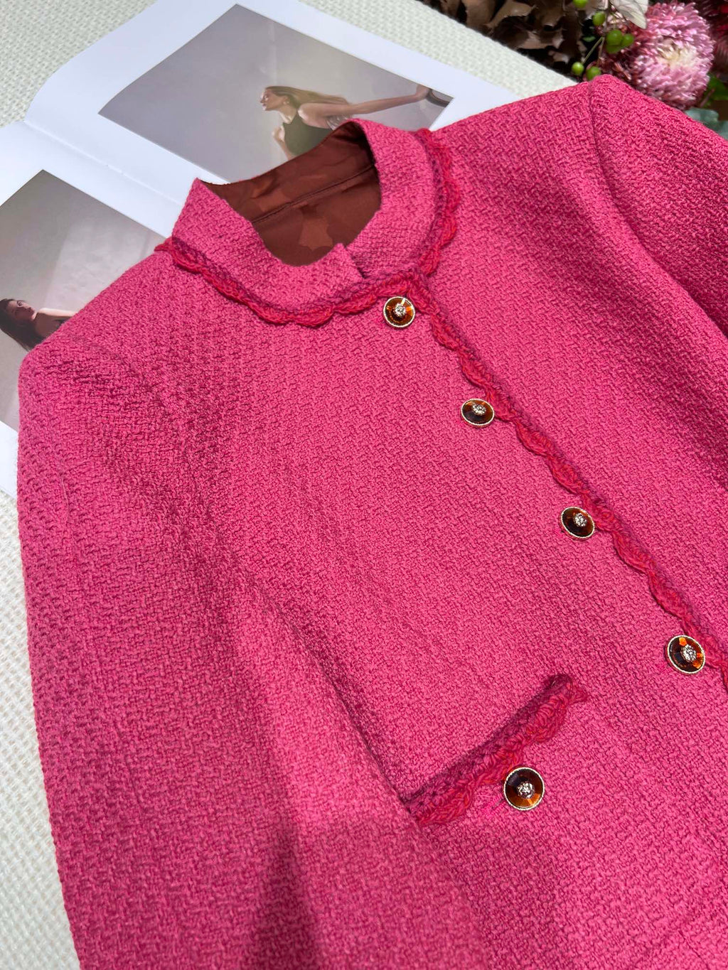 Short Jacket with Rose Detail