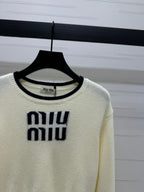 Contrast Knit Long-Sleeve Top